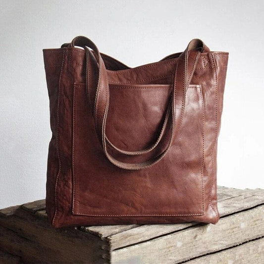Braune Ledertasche, langlebig, modisch, Tragetasche, hochwertig, zeitloses Design.