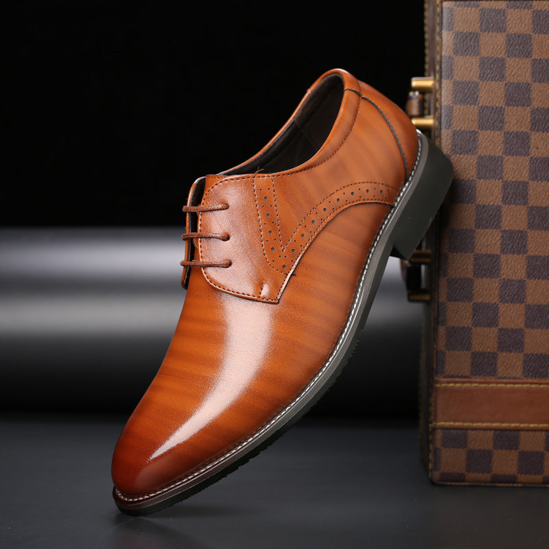 Braune Herren-Brogues aus echtem Leder, Schnürung, Business, elegante Oxfordschuhe.