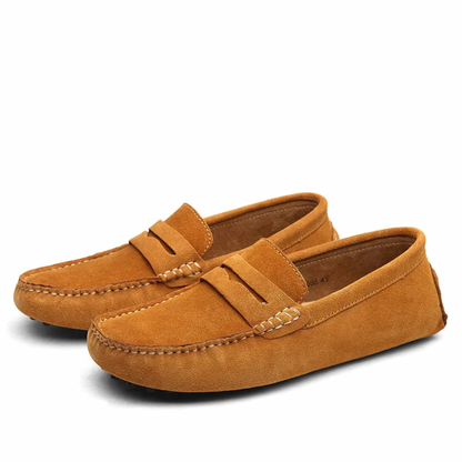 Braune Wildleder-Mokassins für Herren, rutschfest, bequem, modisch, Freizeit-Schuhe.
