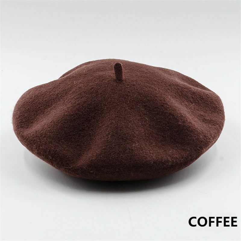 Braune Woll-Baskenmütze, klassisches Design, Unisex, modisches Accessoire, Herbstmode.