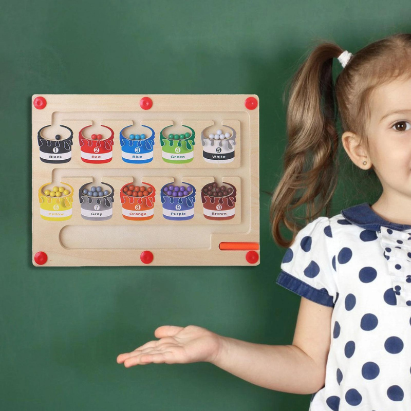 Holzpuzzle für Kinder, Farberkennung, Lernspielzeug, bunte Farbtöpfe, pädagogisch.