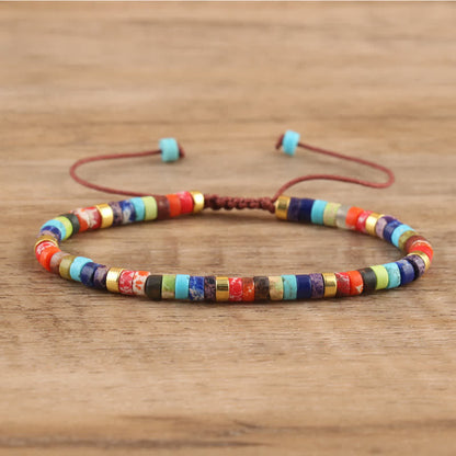 Buntes Perlenarmband aus Holz, verstellbar, handgefertigt, modisch, für Damen und Herren.