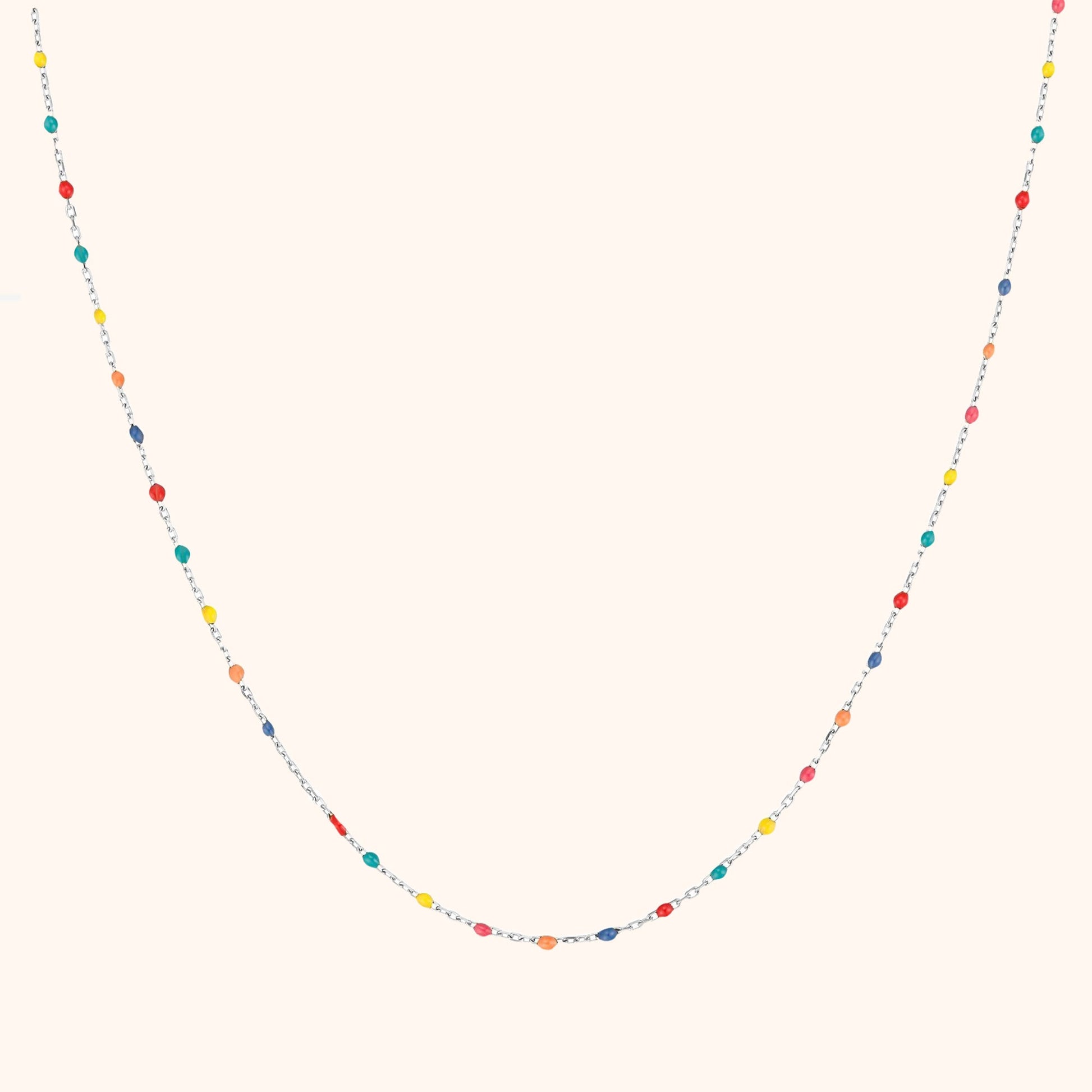 Bunte Halskette aus Edelsteinen, filigranes Design, modisches Schmuckstück für Damen.