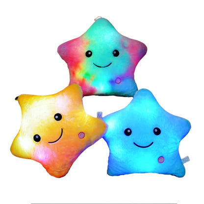 Bunte leuchtende Sternkissen für Kleinkinder, Plüsch, LED, Nachtlicht, Dekoration.