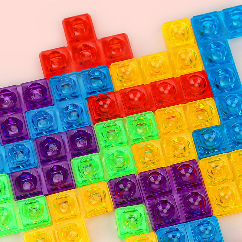 Bunte transparente Bausteine, quadratisch, Kunststoff, für Kinder, Lernspielzeug, Stapelspiel.