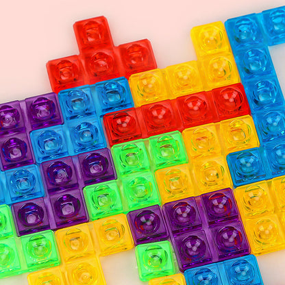 Bunte transparente Bausteine, quadratisch, Kunststoff, für Kinder, Lernspielzeug, Stapelspiel.