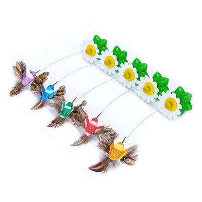 Bunte Kolibri-Deko mit Blumen, handgefertigt, Federdesign, Wanddekoration, Frühling.