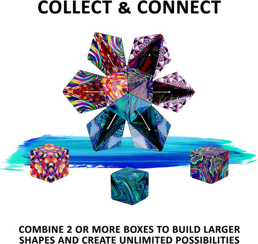 Bunte geometrische Würfel, Puzzle-Spielzeug, kreative Formen, Sammlerstücke, Kinder, Erwachsene.