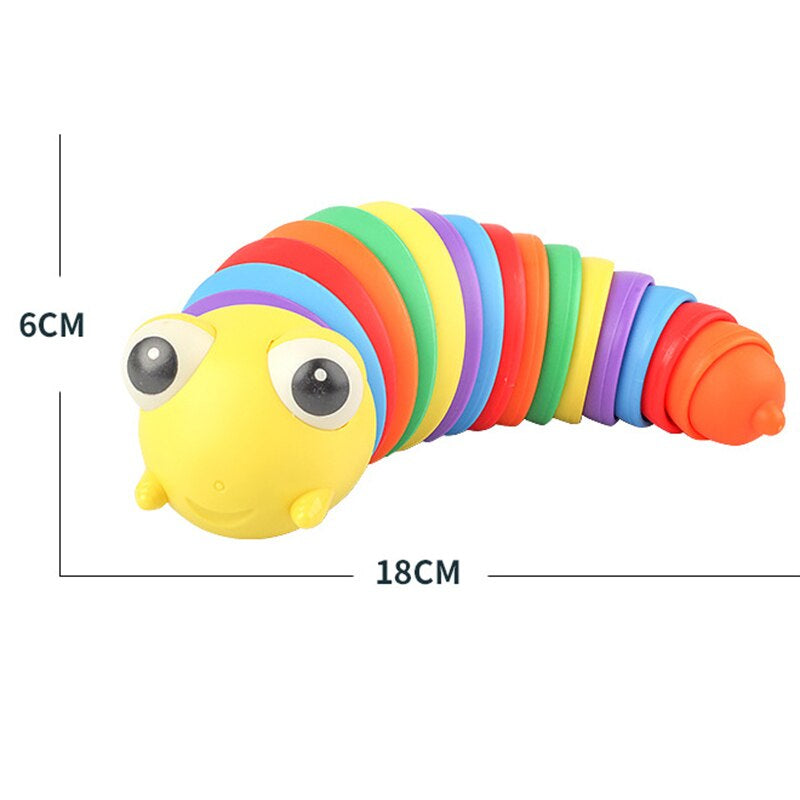 Bunter, flexibler Raupen-Spielzeug aus Kunststoff, 18cm lang, für Kinder ab 3 Jahren.
