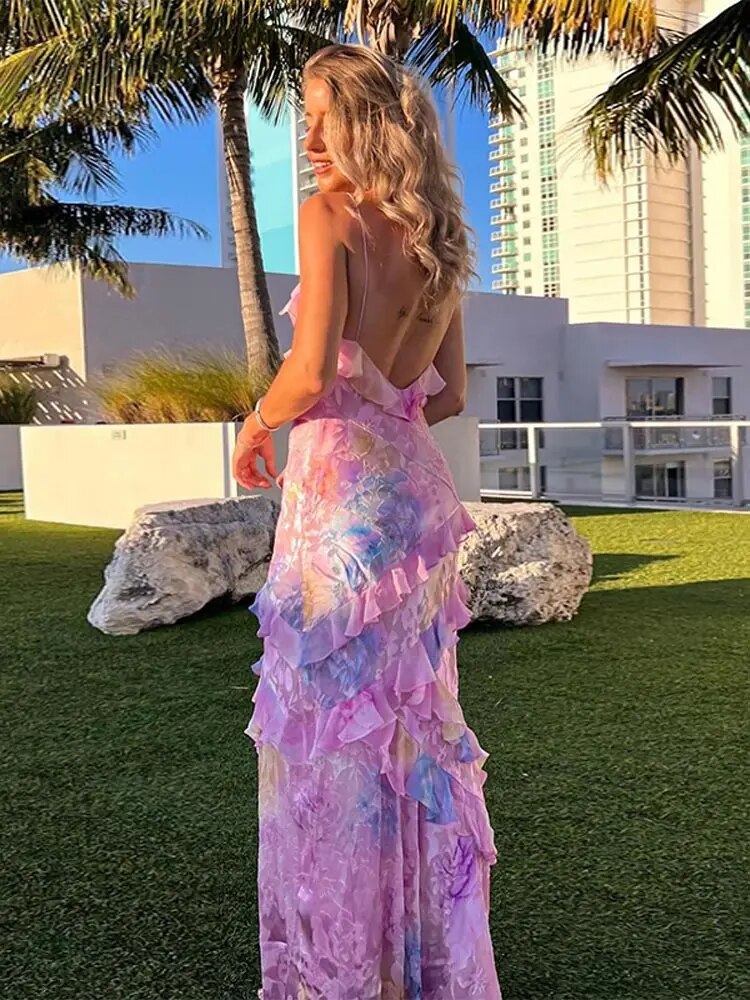 Buntes Sommerkleid | Verspielten Rüschen | Locker | Ärmellos | Luftig-Luzern Mode