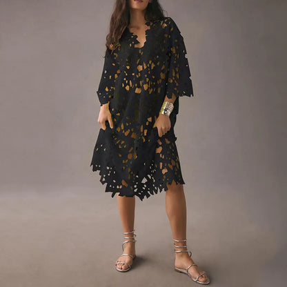 Midikleid mit Blumenmuster und Schnürung – Maelis