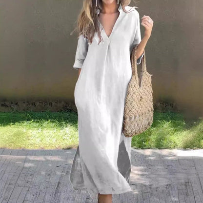 Sommerkleid mit V-Ausschnitt und Oberschenkelriemen – Soraya