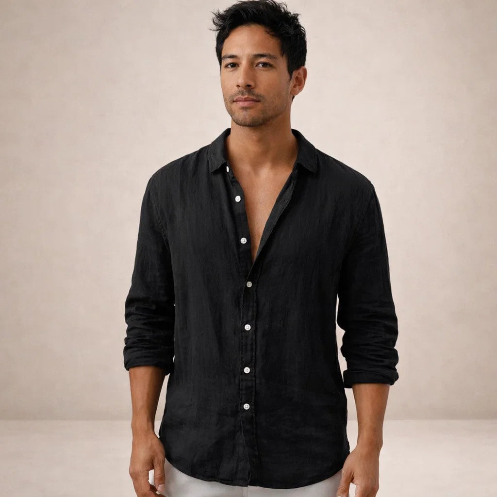 Men's Regular Fit Linen Button-Down Casual Shirt 10
