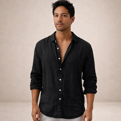 Men's Regular Fit Linen Button-Down Casual Shirt 10