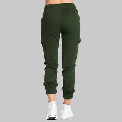 Damen Jogginghose, grün, Baumwolle, mit Taschen, sportlich, bequem, Freizeitmode.