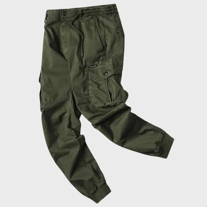 Grüne Cargo-Jogginghose für Herren, Baumwolle, mit Taschen, lässig, modisch.