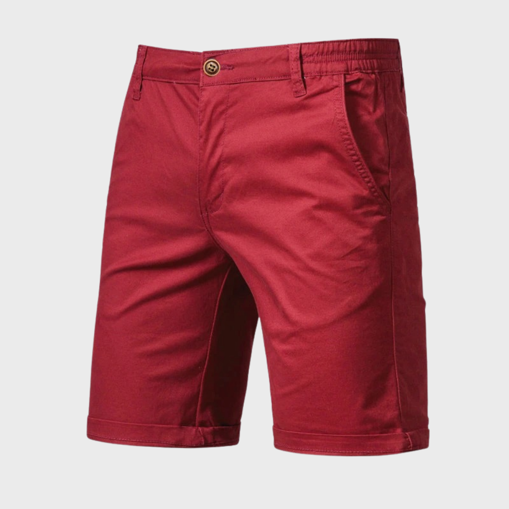 Herren Shorts | Baumwolle | Einfarbig | Lockere Passform | Taschen-Rot-XS-Luzern Mode