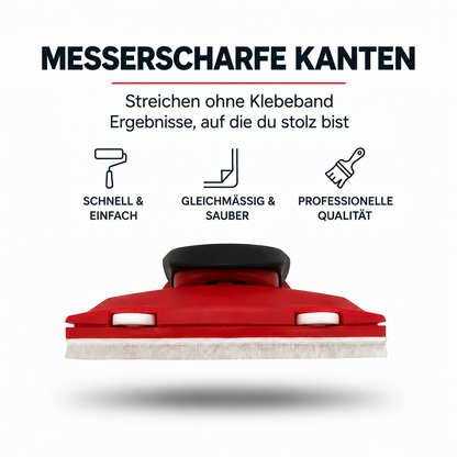 Rotes Kantenwerkzeug mit schwarzem Griff und weißem Filzstreifen an der Unterseite, frontal von vorn gezeigt 1
