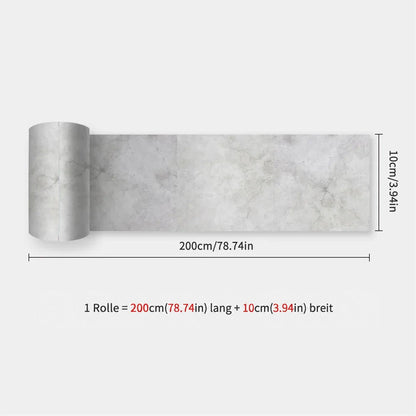 Aufgerollter Streifen in hellgrauer Betonoptik mit feinen Rissen, Maßangaben 200 x 10 cm 28