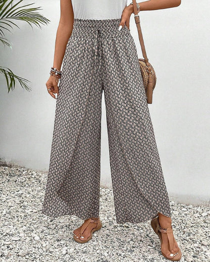 Damenhose mit hohem Bund & geometrischem Muster – Sapphira