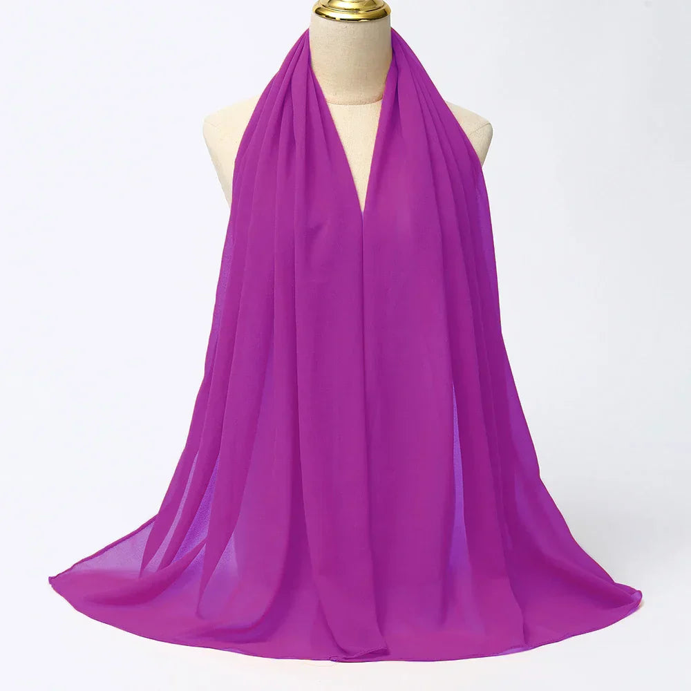 Hijab | Chiffon | Einfarbig | Leicht | Atmungsaktiv | Einheitsgröße-Dunkellila-Luzern Mode