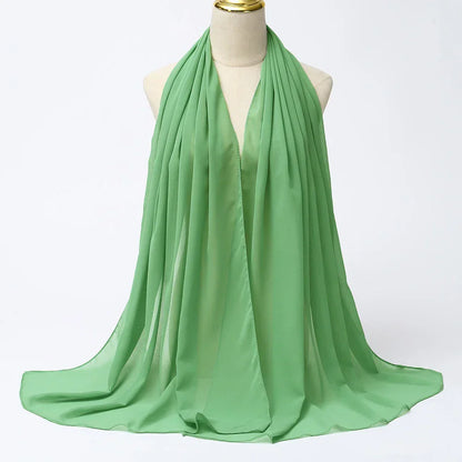 Hijab | Chiffon | Einfarbig | Leicht | Atmungsaktiv | Einheitsgröße-Grün-Luzern Mode