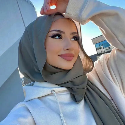 Hijab | Chiffon | Einfarbig | Leicht | Atmungsaktiv | Einheitsgröße-Luzern Mode