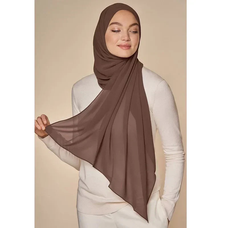Hijab | Chiffon | Einfarbig | Leicht | Atmungsaktiv | Einheitsgröße-Luzern Mode