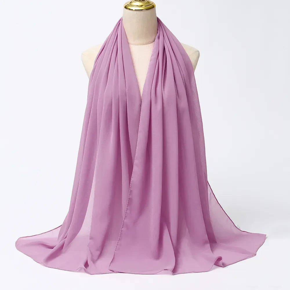 Hijab | Chiffon | Einfarbig | Leicht | Atmungsaktiv | Einheitsgröße-Lila-Luzern Mode