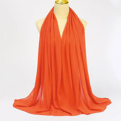 Hijab | Chiffon | Einfarbig | Leicht | Atmungsaktiv | Einheitsgröße-Orange-Luzern Mode