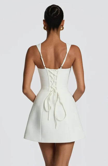 Isabeau Mini Dress – Boned Corset, Square Neck, Flared Skirt 4