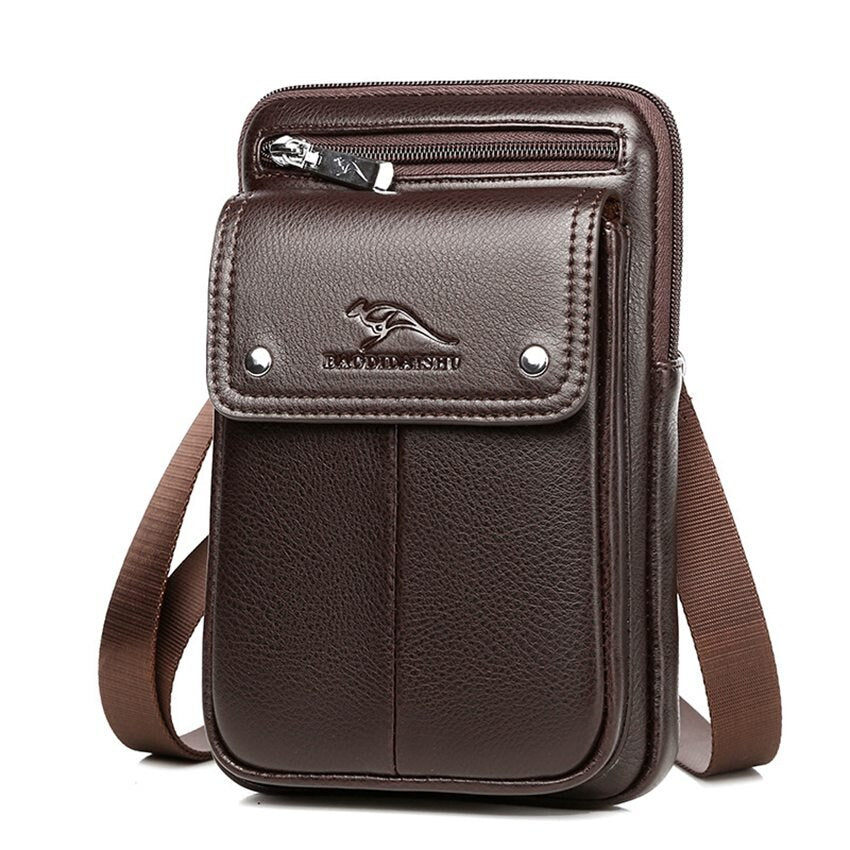 Kompakte PU-Leder Crossbody-Tasche für Herren mit verstellbarem Schulterriemen