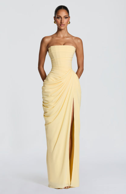 Lois Strapless Corset Maxi Dress with High Slit 4