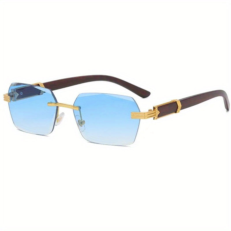 Rahmenlose Sonnenbrille mit rechteckigen Gläsern und Bügeln aus Kunstholz – Verro