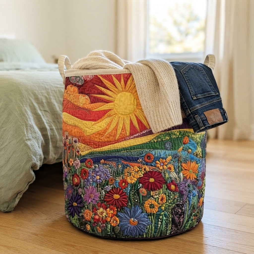 Der Korb steht im Schlafzimmer neben dem Bett, gefüllt mit Strickpullover und Jeans, die über den Rand hängen. 4