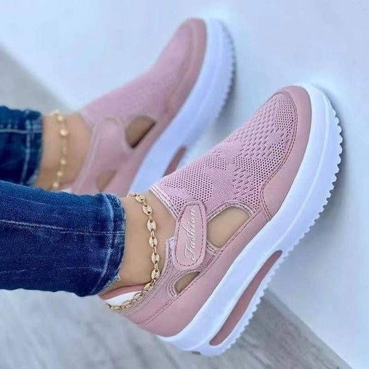 Damen Sneaker | Mesh | Hineinschlüpfen | EVA-Schaum | Luftig | Leicht-Rosa-35-Luzern Mode