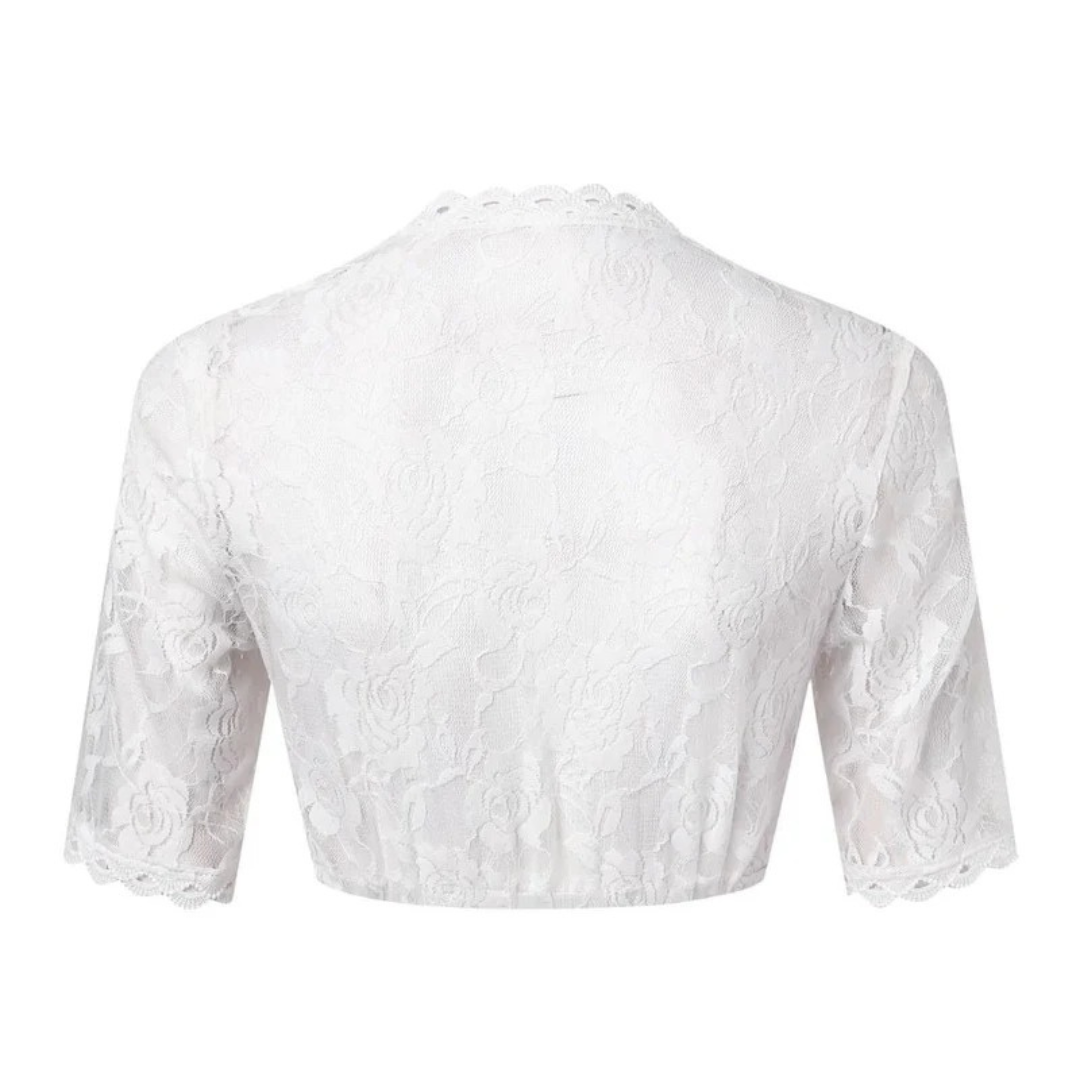 Women's Floral Lace Dirndl Crop Top with Deep V-Neck 5