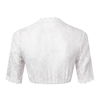 Women's Floral Lace Dirndl Crop Top with Deep V-Neck 5