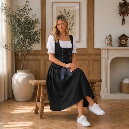 Women's Midi Dirndl Dress with Lace-Up Bodice 4
