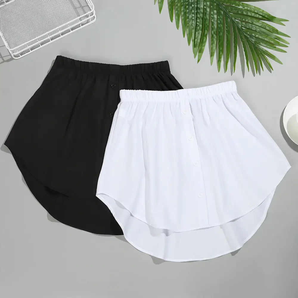 Damen Shirtverlängerer | Elastischem Bund | Baumwolle | Knöpfen-Luzern Mode