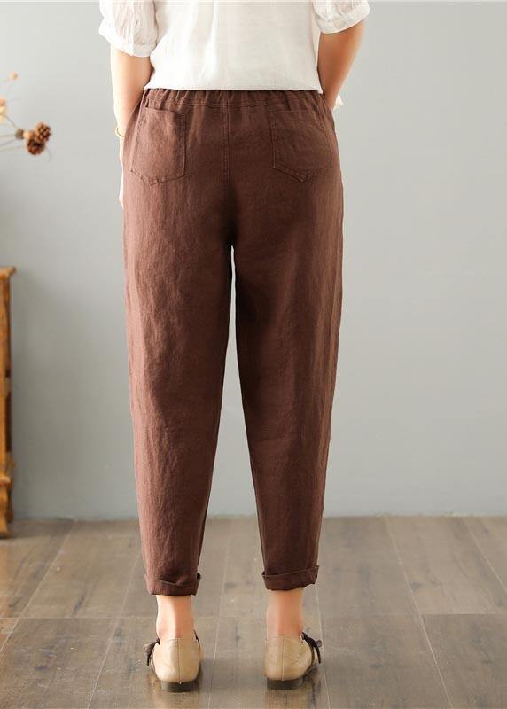 Sommerhose Damen | Leinen Baumwolle | Atmungsaktiv | Elastisch | Freizeit Look-Luzern Mode