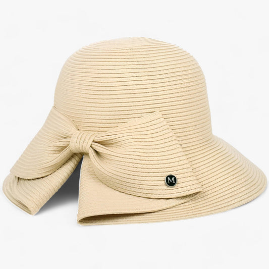 Damen Sonnenhut | Glockenform | Einheitsgröße | UV-Schutz | Einfarbig-Beige-Luzern Mode