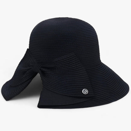 Damen Sonnenhut | Glockenform | Einheitsgröße | UV-Schutz | Einfarbig-Schwartz-Luzern Mode