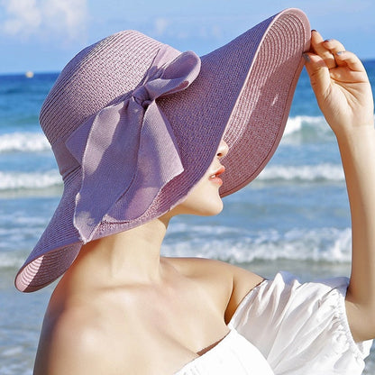 Strohhut Sommer Damen | Atmungsaktiv | Für Outdoor | Klassisch & Kombinierbar-Flieder-Luzern Mode