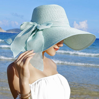 Strohhut Sommer Damen | Atmungsaktiv | Für Outdoor | Klassisch & Kombinierbar-Hellblau-Luzern Mode