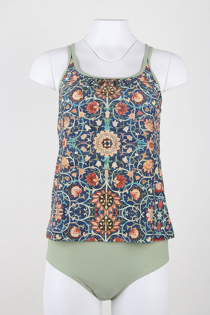 Damen Tankini Set, orientalisches Muster, grün, Badebekleidung, Sommermode, Strandoutfit.