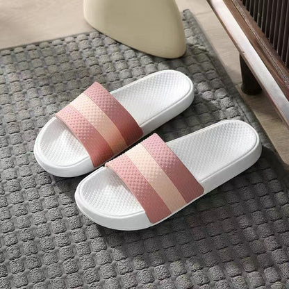 Damen Badeschlappen rosa-weiß, rutschfest, bequem, für Badezimmer, Sommermode.