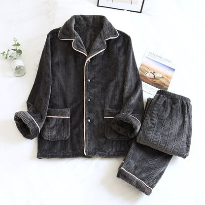 Damen Flanell Pyjama Set, dunkelgrau, warm, Winter, Knopfleiste, gemütlich, Schlafanzug.