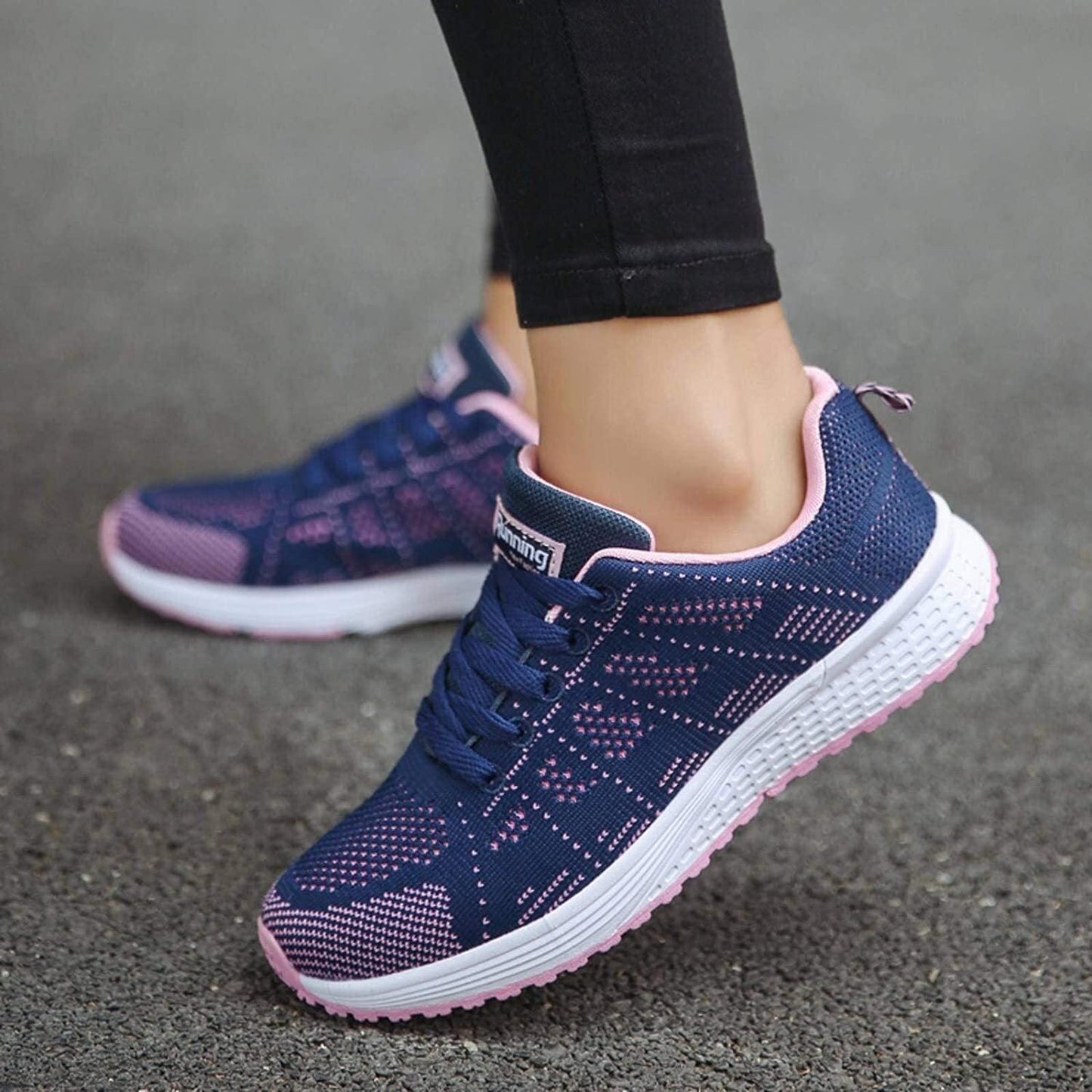 Damen-Laufschuhe, blau-rosa, atmungsaktiv, rutschfest, bequem, Sport, Fitness, Outdoor.
