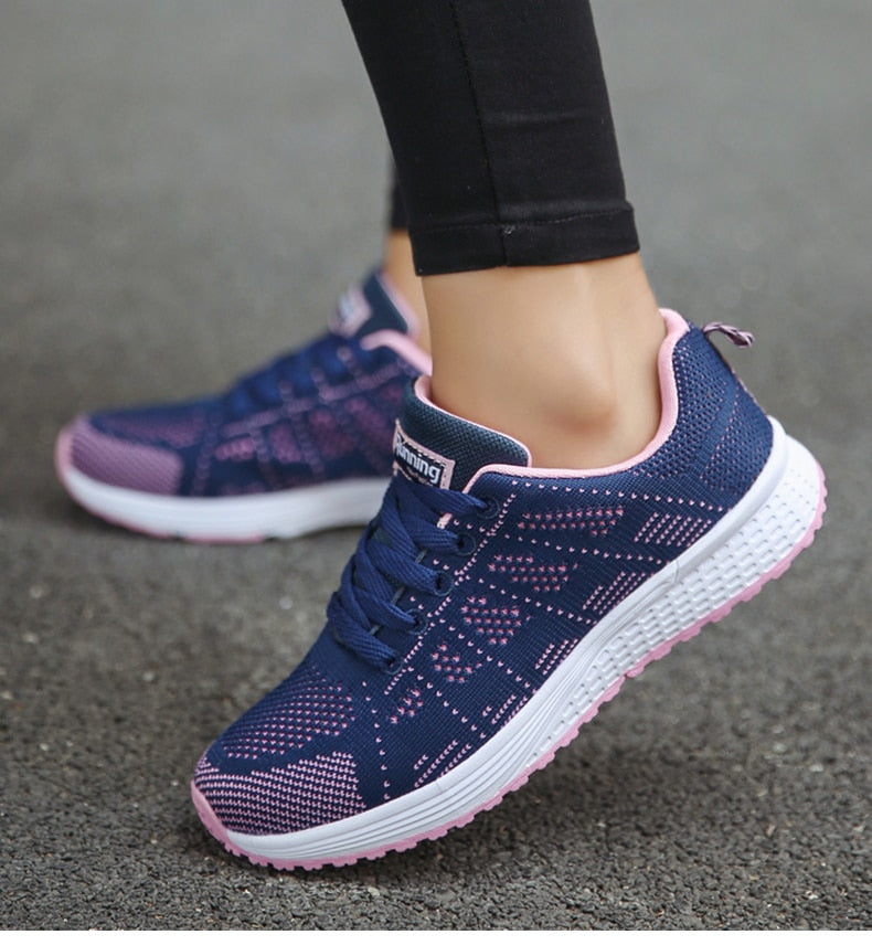 Damen-Laufschuhe, blau-rosa, atmungsaktiv, rutschfest, ideal für Sport und Freizeit.
